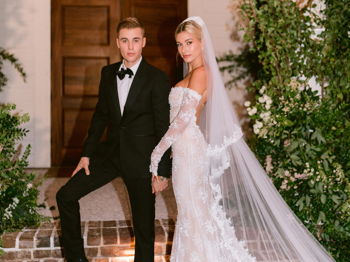 Wedding photo of Justine Bieber and Hailey Bieber