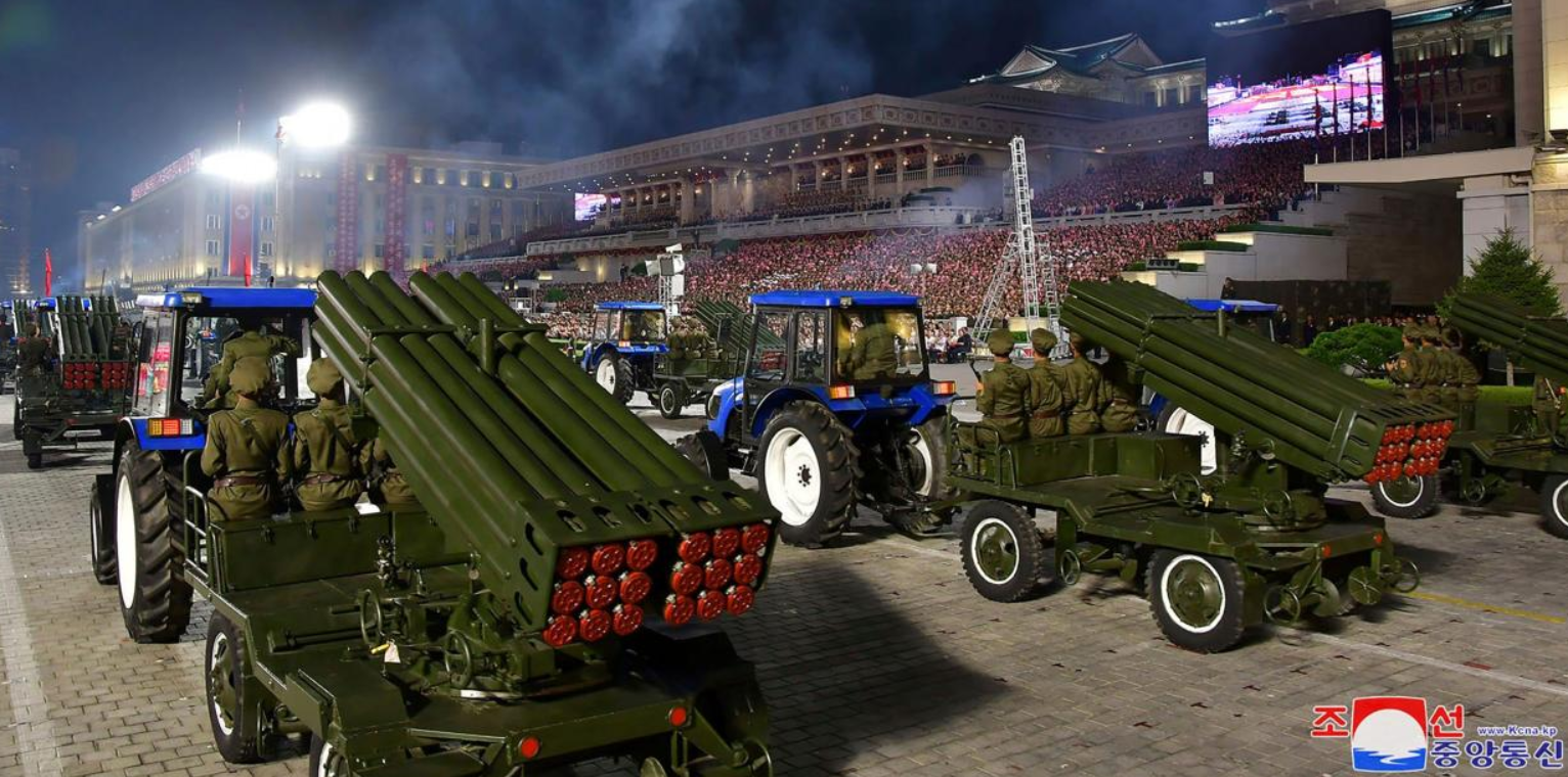 A Military Parade With Dump Trucks Converted Into Missile Launchers Hailed North Korea’s Birth.