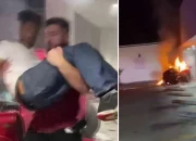 Good Samaritan rescues Floridian from a flaming vehicle.