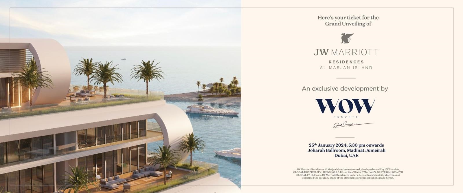 One Broker Group Invites You to the Exclusive Launch of JW Marriott Residences Al Marjan Island