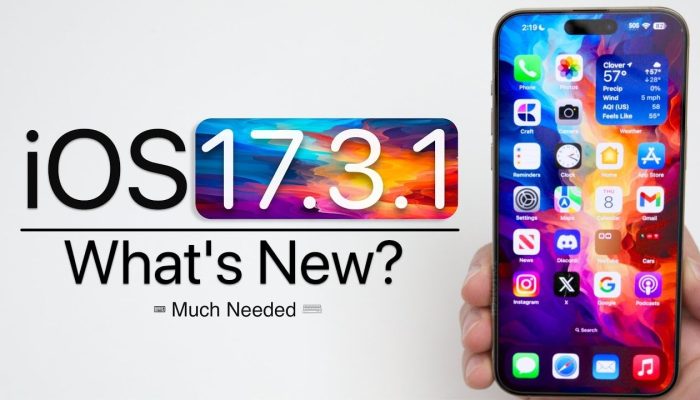 Apple releases iOS 17.3.1, iPadOS 17.3.1 and watchOS 10.3.1