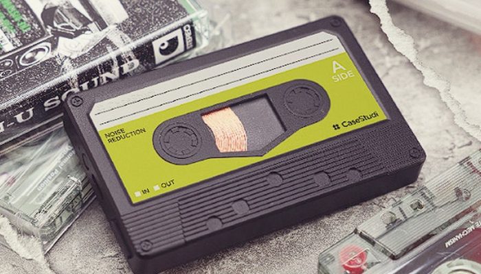 Iconic cassette tape inspired wireless magnetic power bank